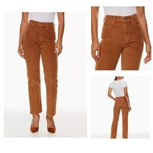 Denim Forum The Arlo Hi-Rise Straight Corduroy Pant in gold rush brown - size 25